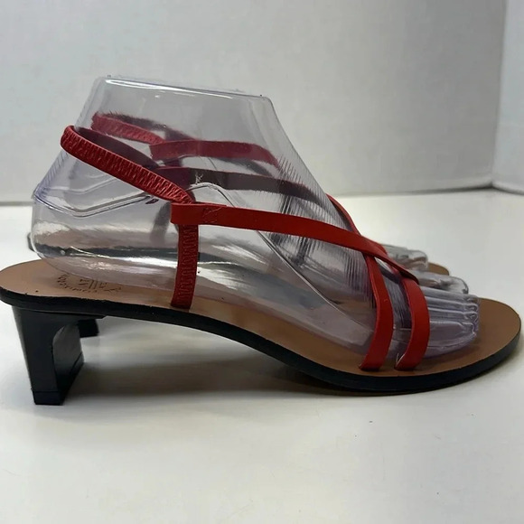 ATP Atelier Sandals High Heel Open Toe Strappy Leather Shoes Red Brown Size 38 8 - Picture 6 of 12